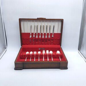 Silverplate Flatware Set for 8 in Box by Sincerity -Magic Lily Pattern